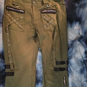 Green Cargo Pants with Zipper Details